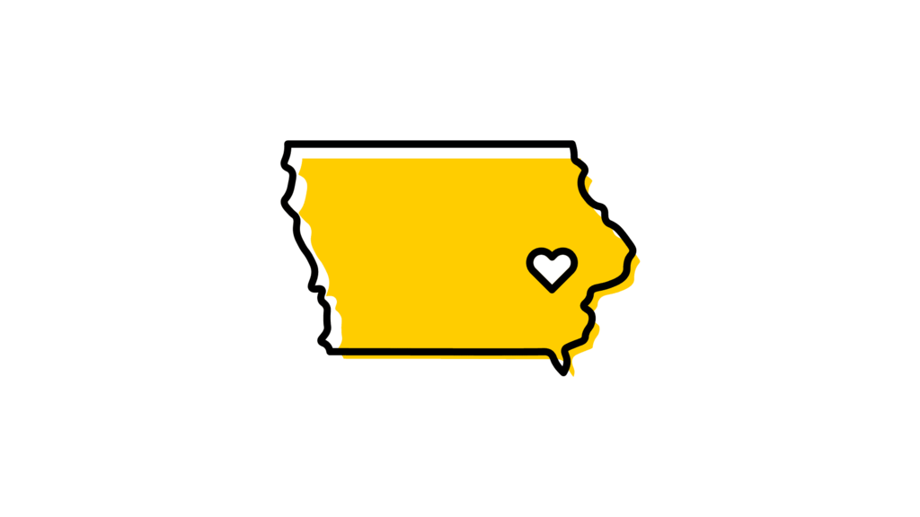 icon of Iowa with a heart
