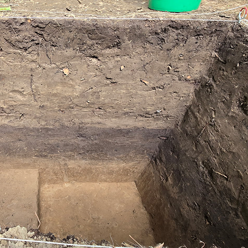 An excavation unit soil profile