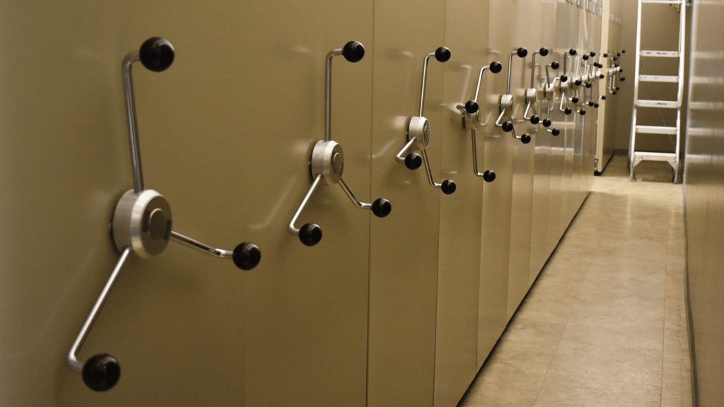 moveable shelving in a curation repository