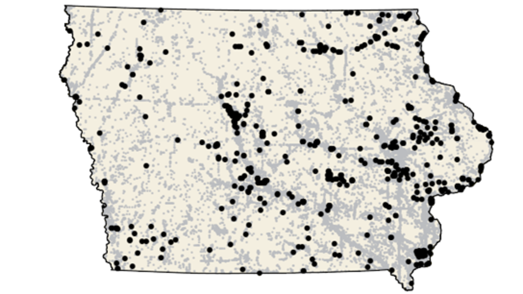 Distribution of new archaeological sites across Iowa