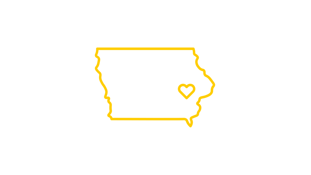 icon of Iowa with a heart